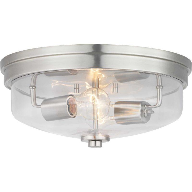 Progress Lighting Blakely 2-Light Flush Mount Ceiling Fixture, Brushed Nickel, Clear Glass Shade