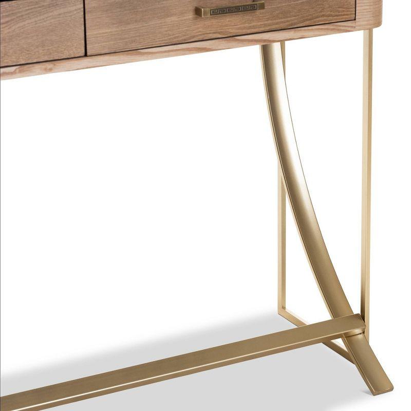 Lafoy Natural Finished Wood and Finished 2 Drawer Console Table Brown - Baxton Studio