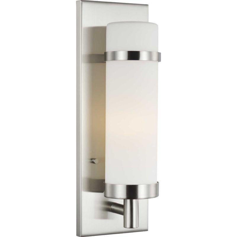 Progress Lighting Hartwick 1-Light Wall Sconce, Black, Etched Opal Glass