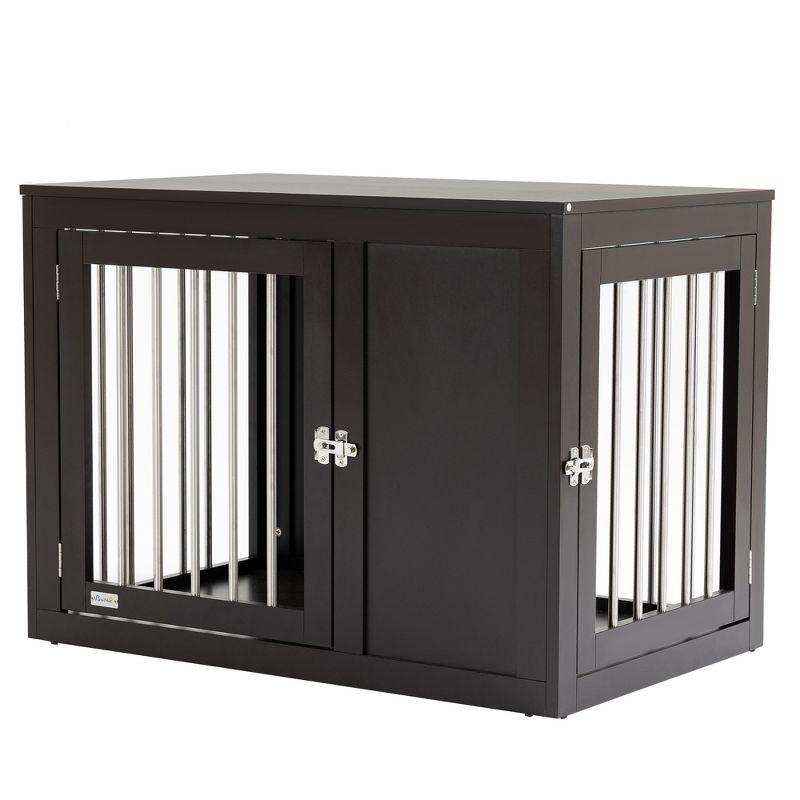 Dual-Function Medium Dog Crate and Coffee Table in Brown & Gray