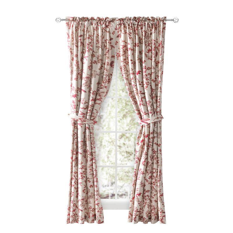 Ricardo Waverly Gardens Rod Pocket Tailored Pair w/Tiebacks 84x72 Garnet