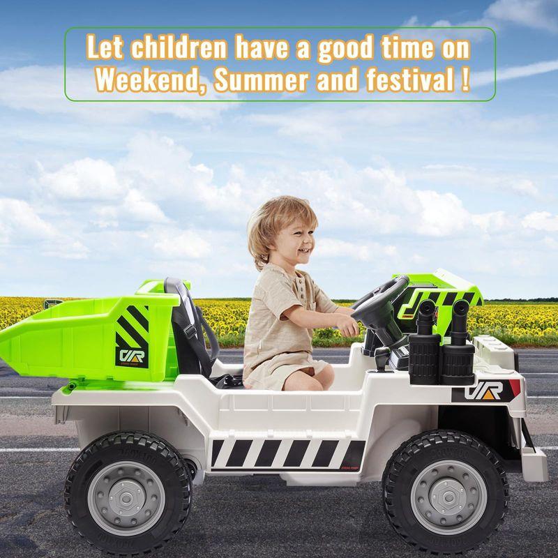 Ride On Dump Truck, 12V Ride On Car with Remote Control, Electric Dump Bed and Extra Shovel