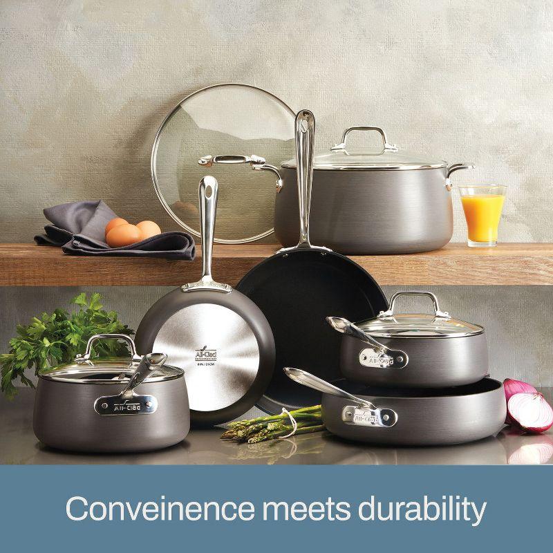 10-Piece Hard Anodized Nonstick Cookware Set with Stainless Steel Handles