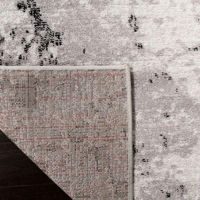 Reversible Gray Abstract Hand-Knotted Synthetic Area Rug 5'1" x 7'6"