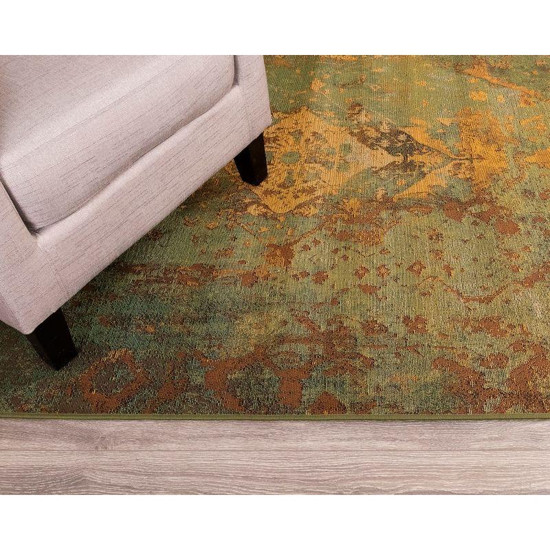 Green Kermin Watercolor Effect Indoor/Outdoor Synthetic Rug