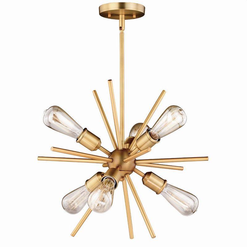 Estelle Natural Brass Mid-Century Modern 6-Light Pendant