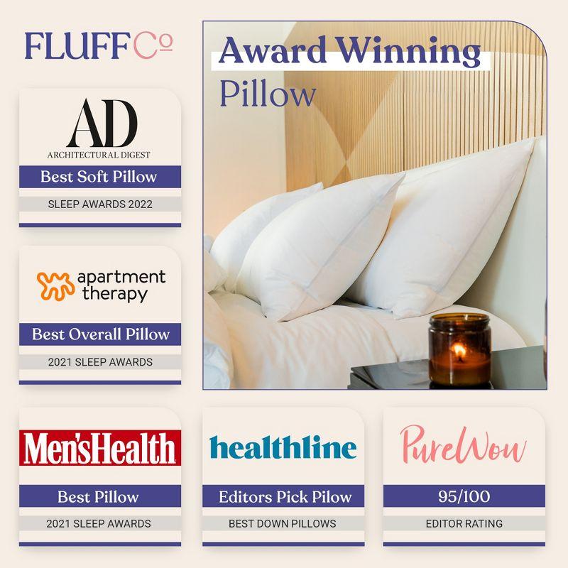 FluffCo Down & Feather Pillow - King - Soft - White