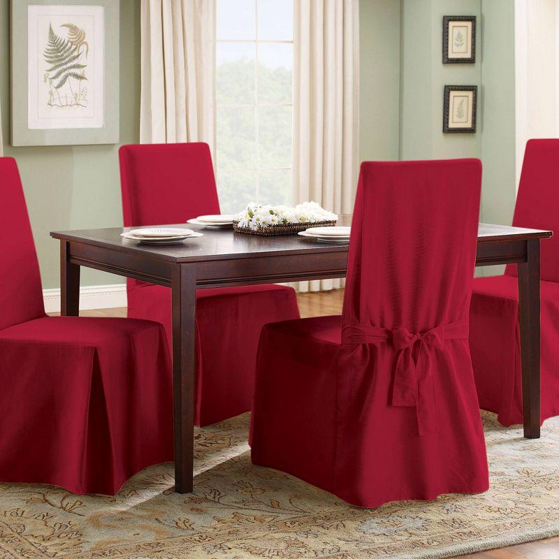 Claret Cotton Duck Long Dining Chair Slipcover