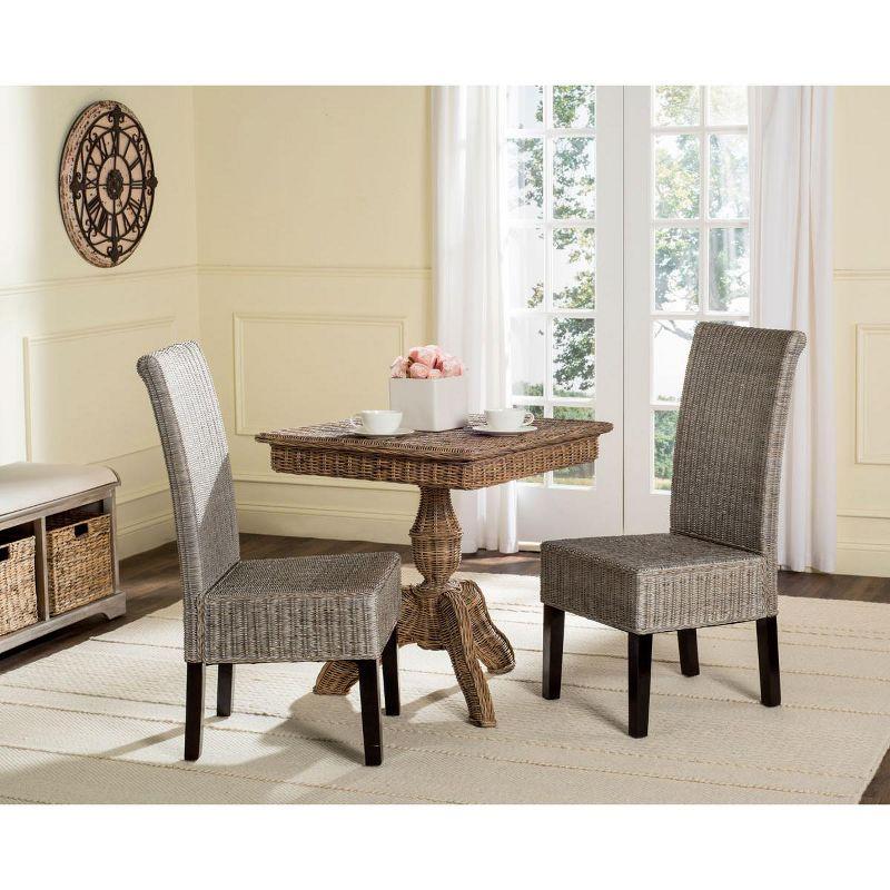 Arjun 18" H Wicker Dining Chair (Set of 2) - SEA8013 - Antique/Grey - Safavieh