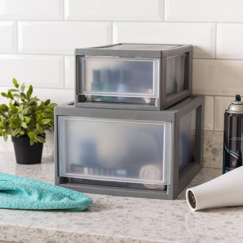 IRIS 6qt 5pk Compact Stacking Storage Plastic Drawer Organizer with Clear Doors: Stackable Utility Storage Drawers