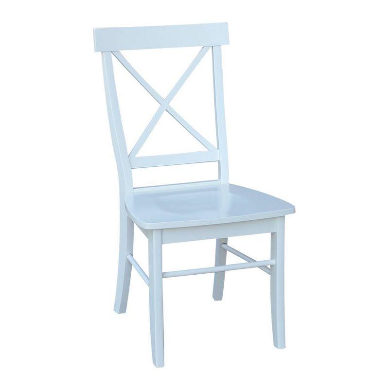 White High Cross Back Solid Wood Side Chair