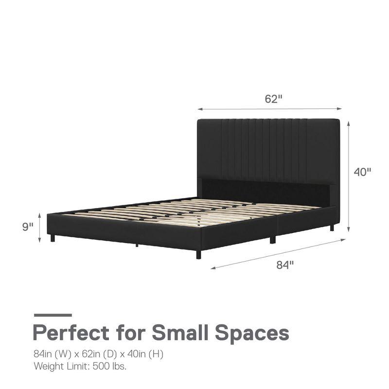 RealRooms Rio Faux Leather Upholstered Platform Bed with Tufted Headboard, Queen, Black