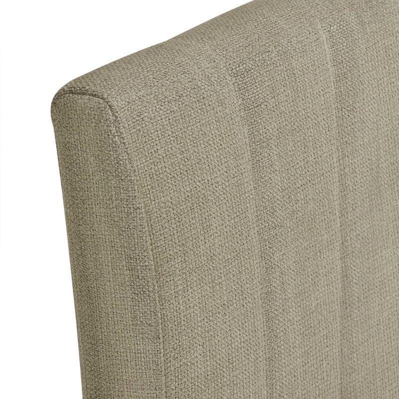 510 Design Set of 2 Everly Upholstered Channel Back Dining Chairs Dark Taupe: Polyester & Linen, Wood Legs