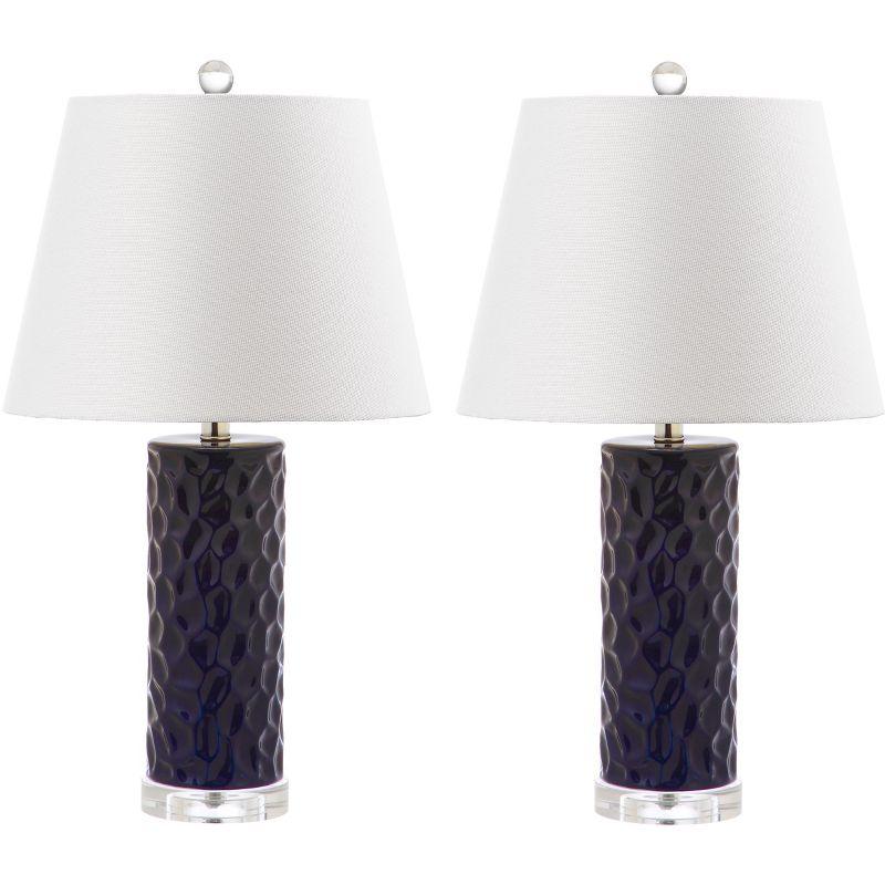 Dixon 24-Inch Navy Ceramic Table Lamp Set with Cotton Shades