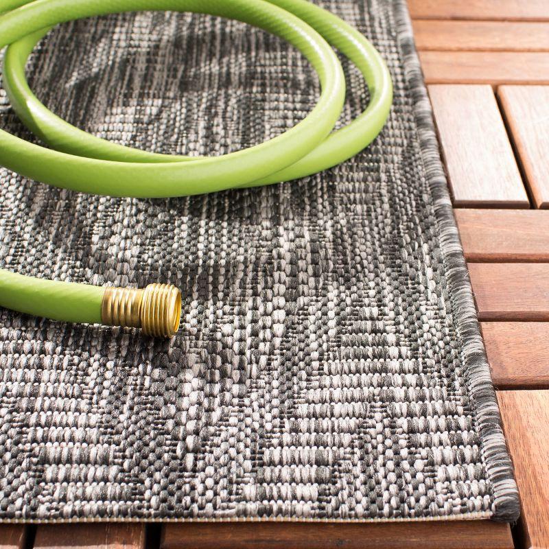 Gray and Black Geometric Outdoor Area Rug