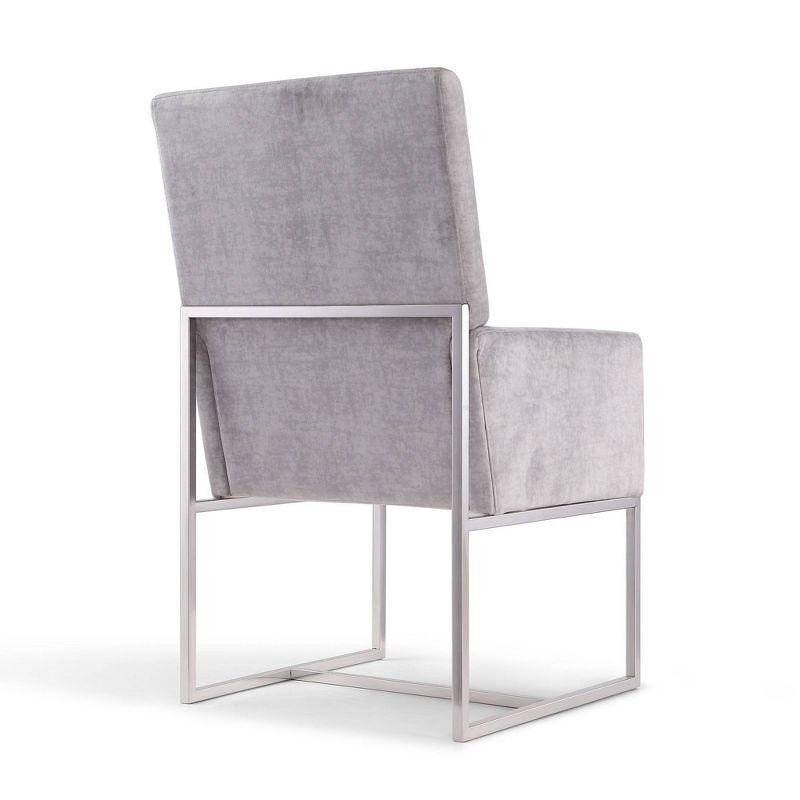 Element Velvet Dining Armchair Gray: High-Back, Stainless Steel Frame - Manhattan Comfort