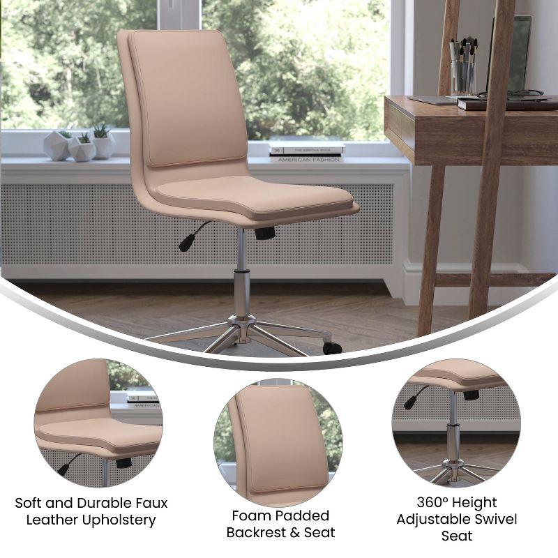 Flash Furniture Madigan Mid-Back Armless Swivel Task Office Chair with Upholstery and Adjustable Metal Base