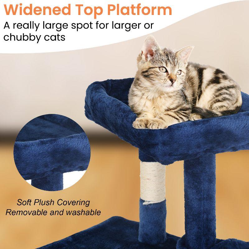 FDW Multi-Functional Cat Tree for Climbing Scratching and Resting Cat Tower for Indoor Cats with Cat Scratching Post Cat Condo Furniture, Navy Blue