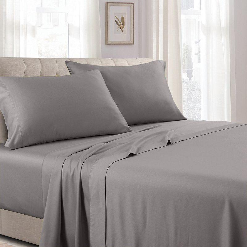Egyptian Linens Low Profile (7-10 inches ) 100% Cotton Sateen Sheet Set - USA Gray California King