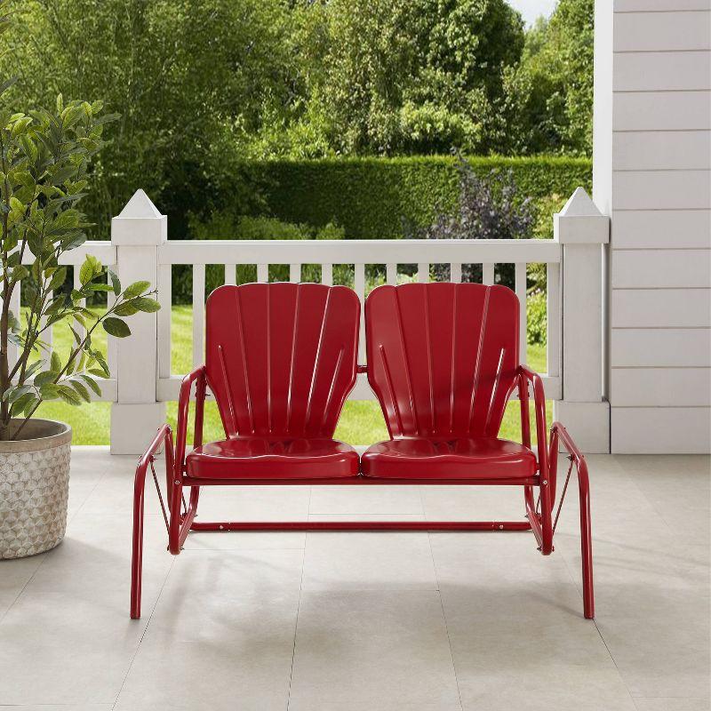 Ridgeland Outdoor Metal Loveseat Glider - Red - Crosley