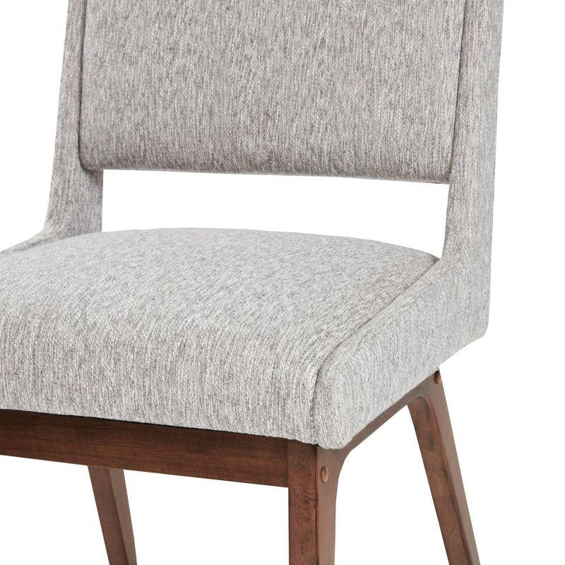 Set of 2 Light Gray Upholstered Dining Side Chairs with Rubberwood Legs