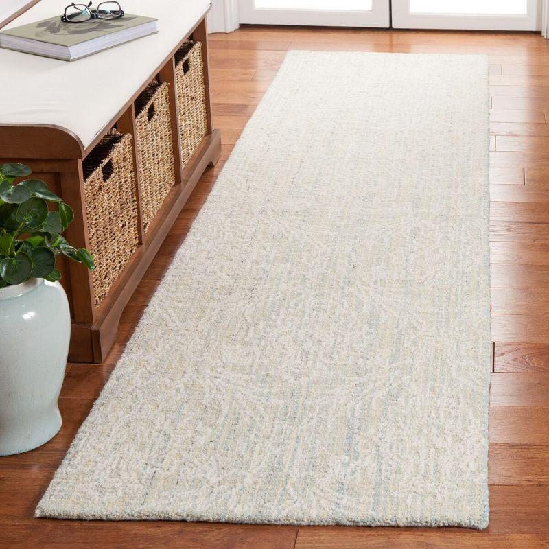 Handmade Light Blue Wool Tufted Runner Rug, 2'3" x 9'