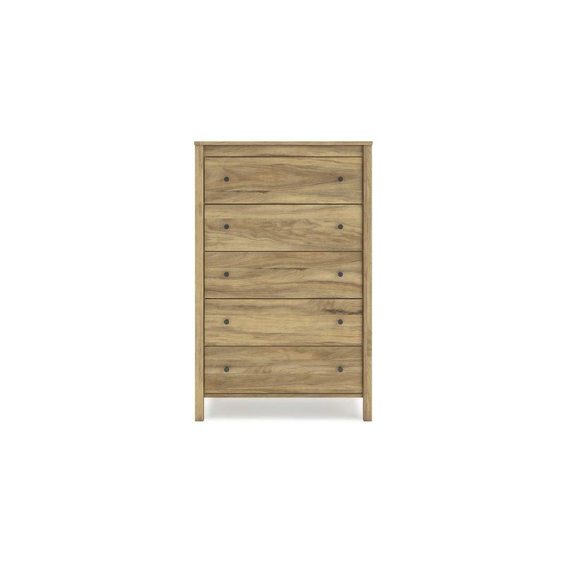 Signature Design by Ashley Bermacy 5 Drawer Tall Dresser, Light Brown