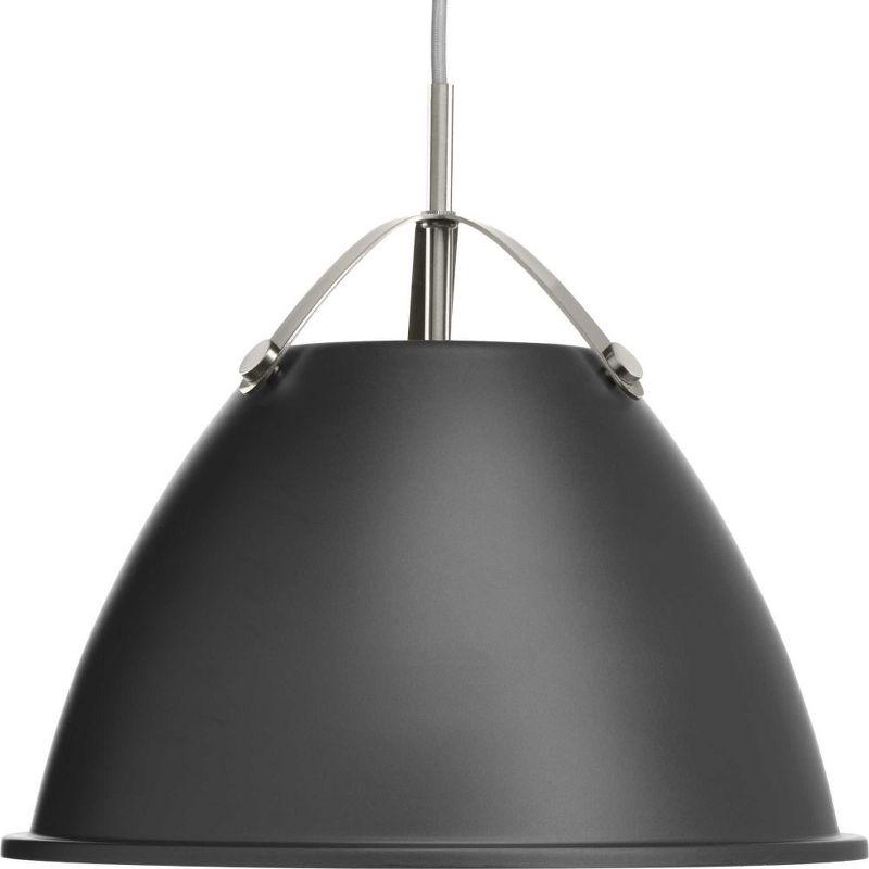 Progress Lighting, Tre Collection, 1-Light Pendant, Graphite, White Dome, Vintage Silver Shade