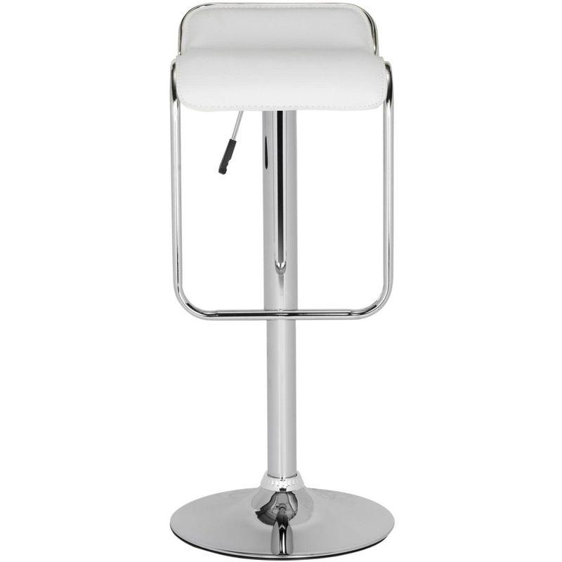 Taronda White Adjustable Swivel Bar Stool with Chrome Base