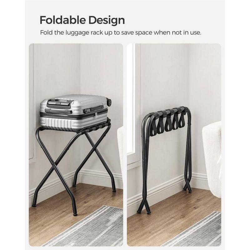 BINO Luggage Rack, Pack Of 2, Luggage Racks For Guest Room, Suitcase Stand, Steel Frame, Foldable, For Bedroom, Black