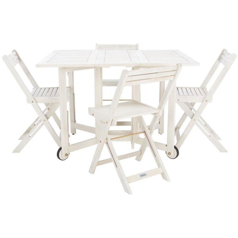 Arvin  5 Piece Patio Outdoor Foldable Dining Set - White - Safavieh.