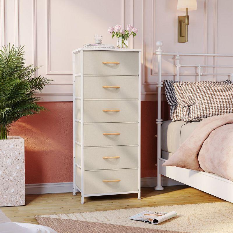 Crestlive Products 6 Drawers Vertical Dresser for Bedroom Storage Tower with Wood Top White