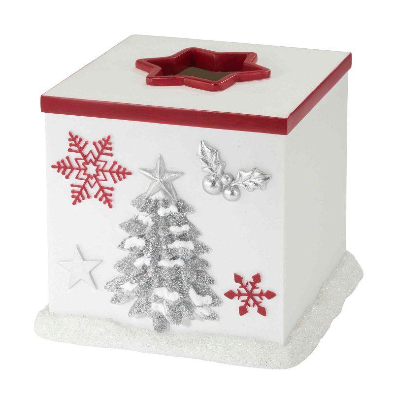 Holiday Sparkle White and Red Resin Tissue Box Cover