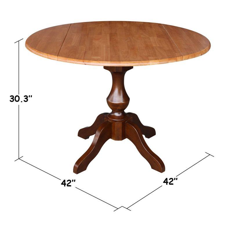 30.3" Gracelyn Round Dual Drop Leaf Pedestal Extendable Dining Table Cinnamon/Espresso - International Concepts: For Small Spaces