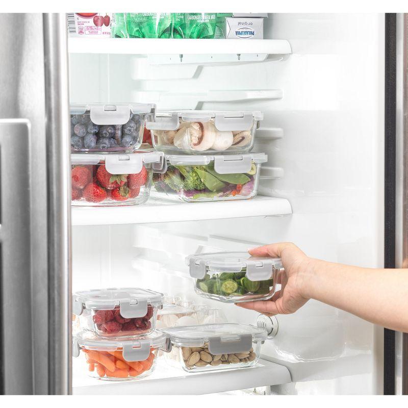 JoyJolt JoyJolt 24-Piece Glass Food Storage Container Set with Leakproof Lids, Light Grey (Set of 5)