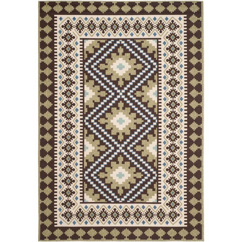 Veranda VER099 Power Loomed Indoor/Outdoor Area Rug - Chocolate/Green - 6'7"x9'6" - Safavieh