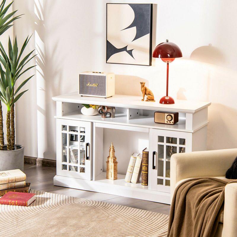 Costway 48'' Fireplace TV Stand W/ 1400W Electric Fireplace for TVs up to 50 Inches White