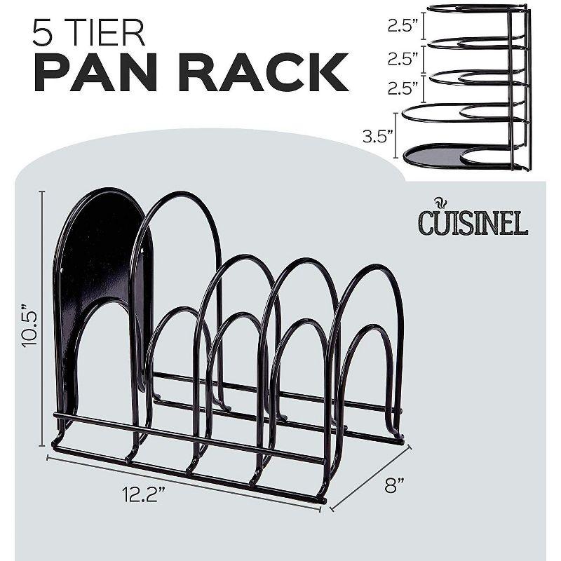 Cuisinel Heavy Duty Pan Organizer, 5 Tier Rack - Holds up to 50 LB - Holds Cast Iron Skillets, Griddles and Shallow Pots