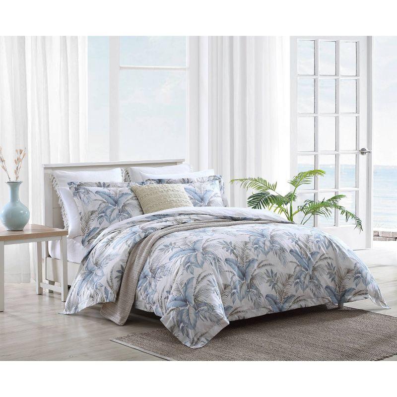 Blue Cotton Full/Queen Tropical Duvet Cover Set