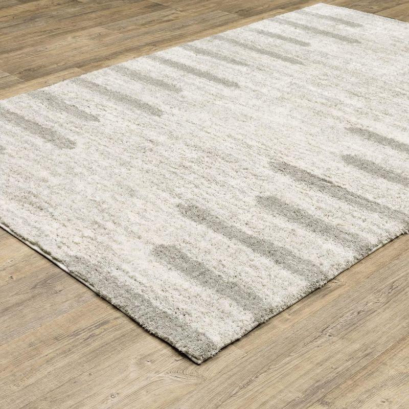 Ivory and Grey 5x8 Rectangular Wool Shag Rug