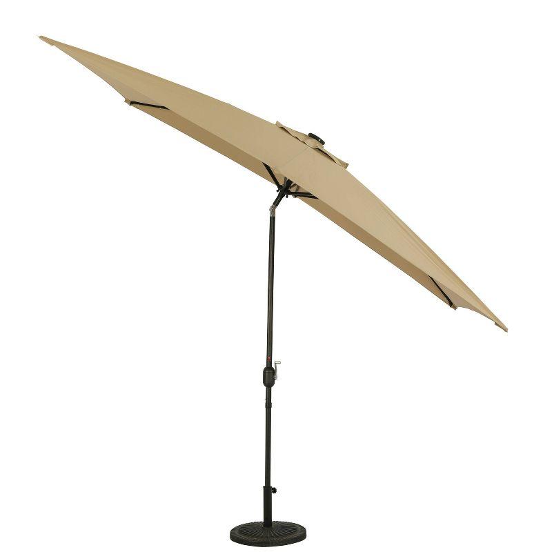 10' x 6.5' Rectangular Nassau Market Patio Umbrella with LED Bulb Lights Champagne - Island Umbrella: Solar-Powered, Weather-Resistant