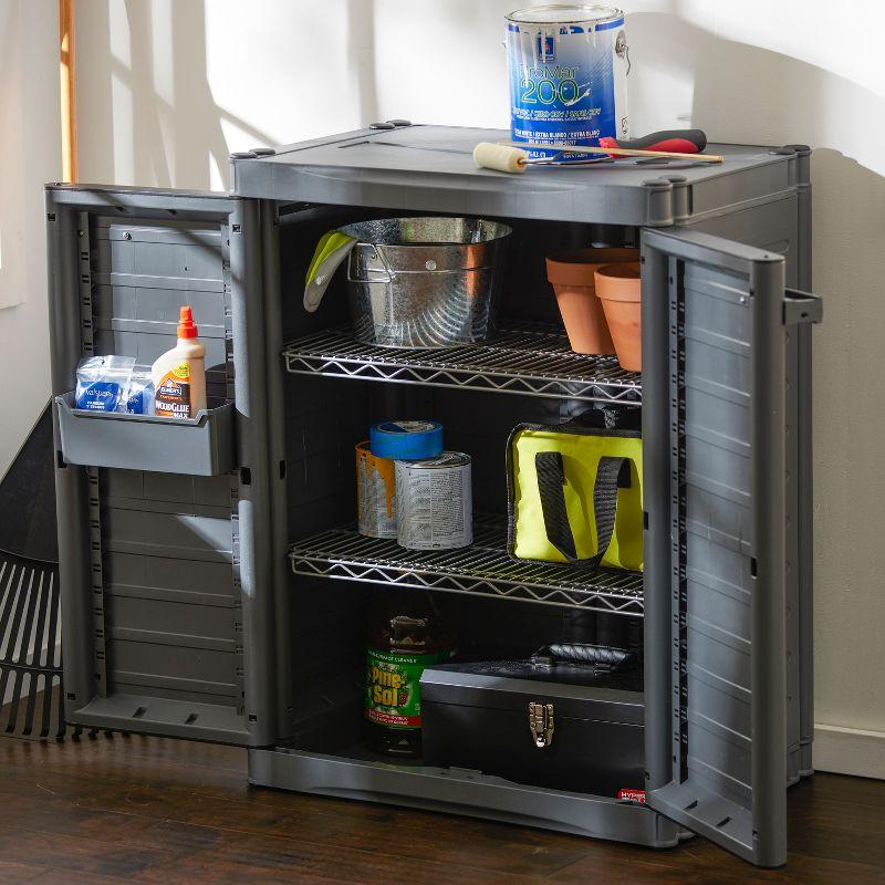 Gracious Living 2-Shelf Cabinet Organizer, MaxIt Base Cabinet Storage for Garages, Basement, Workshop, and More, Grey, Small