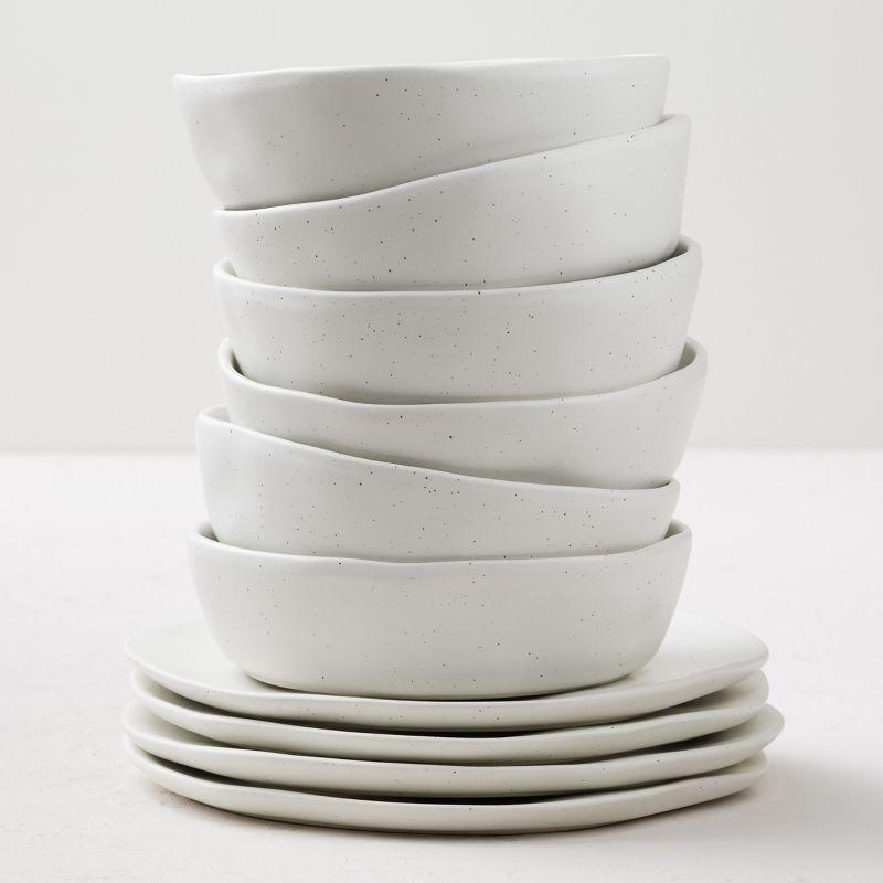Stone by Mercer Project Hekonda Stoneware 16-Piece Dinnerware Set, White Speckled
