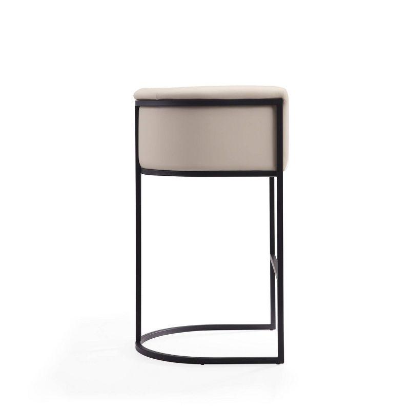 Cosmopolitan Upholstered Metal Barstool Cream - Manhattan Comfort: Midcentury Design, Faux Leather, No Assembly Required