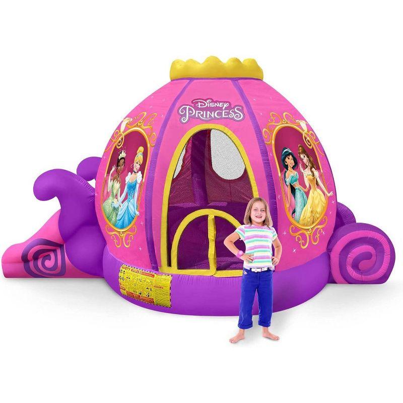 Funormous Disney Princess Carriage Inflatable Outdoor Bounce House with Slide and Ball Pit