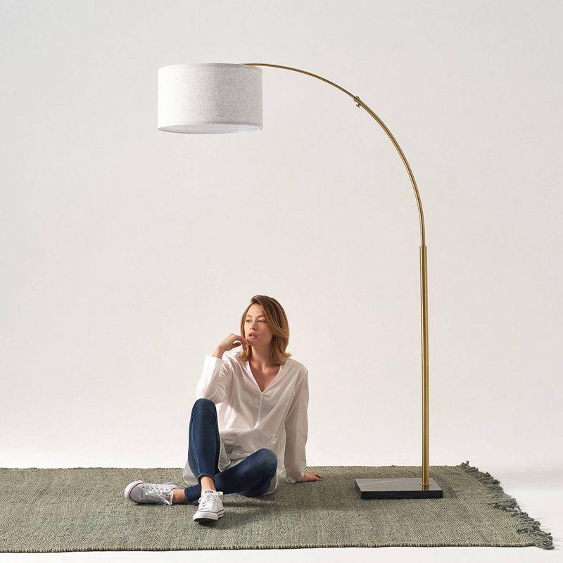 Logan 76 in. Modern Adjustable and Extendable LED Floor Lamp with Fabric Drum Shade