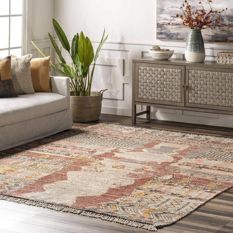 Nuloom Hermina Abstract 4x6 Jute Indoor Area Rug for Dining Room Rug Neutral Rug Living Room Rug Kitchen, Multicolor/Ivory