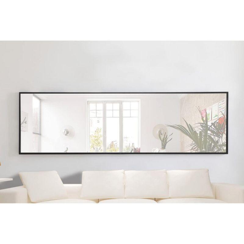 Black Metal Frame Rectangular Wall Mirror 18x60