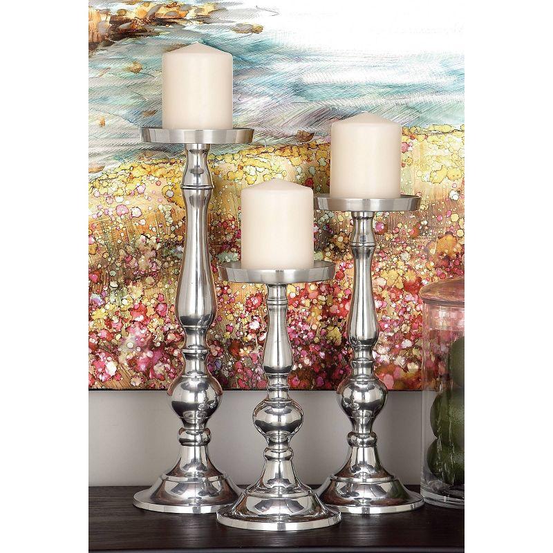 Set of 3 Classic Aluminum Design Pillar Candle Holders - Olivia & May