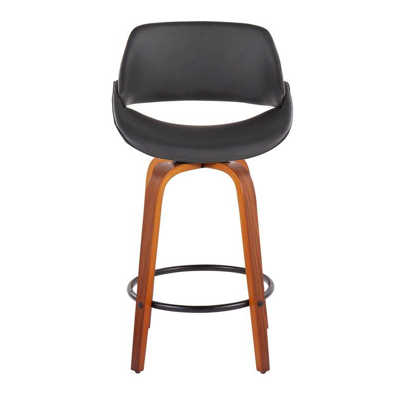 Set of 2 Fabrico PU Leather/Steel/Wood Counter Height Barstools Walnut/Gray/Black - LumiSource